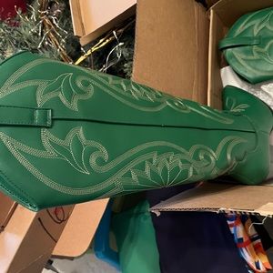 Size 9 green cowboy leather boot. New never worn. Still in box